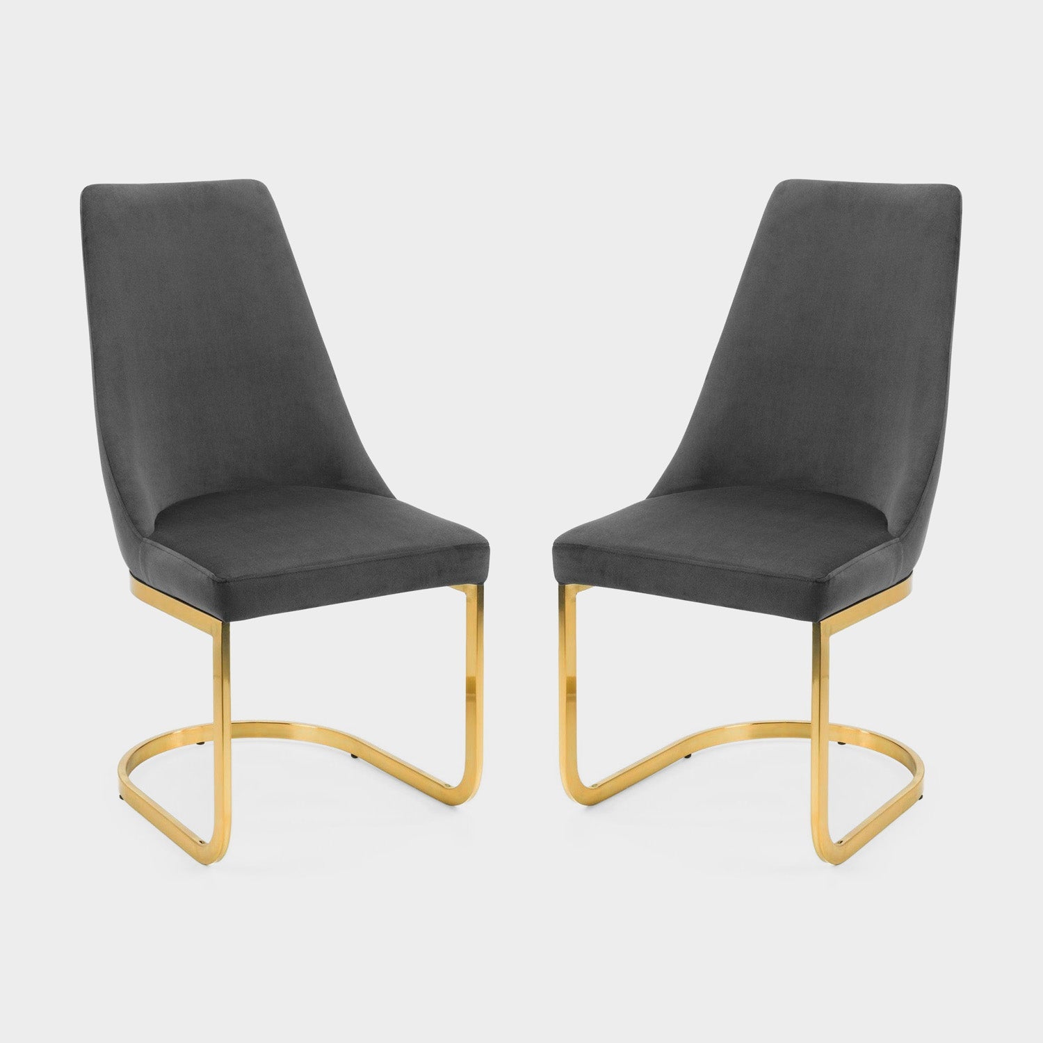 Flora Set Of 2 Dining Chairs Grey/Gold