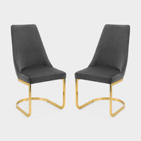 Flora Set Of 2 Dining Chairs Grey/Gold