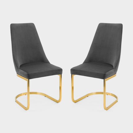 Flora Set Of 2 Dining Chairs Grey/Gold