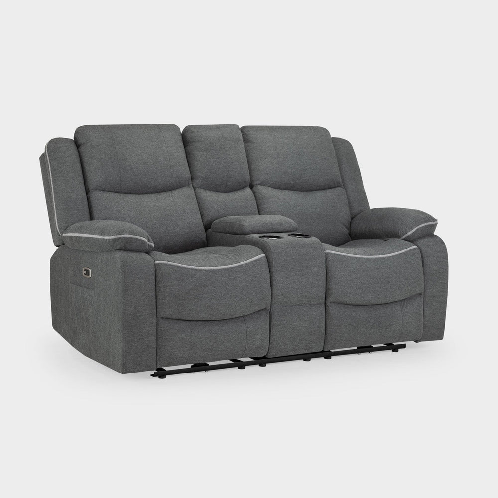 Harald Electric Recliner Sofa Grey Fabric 2 Seater