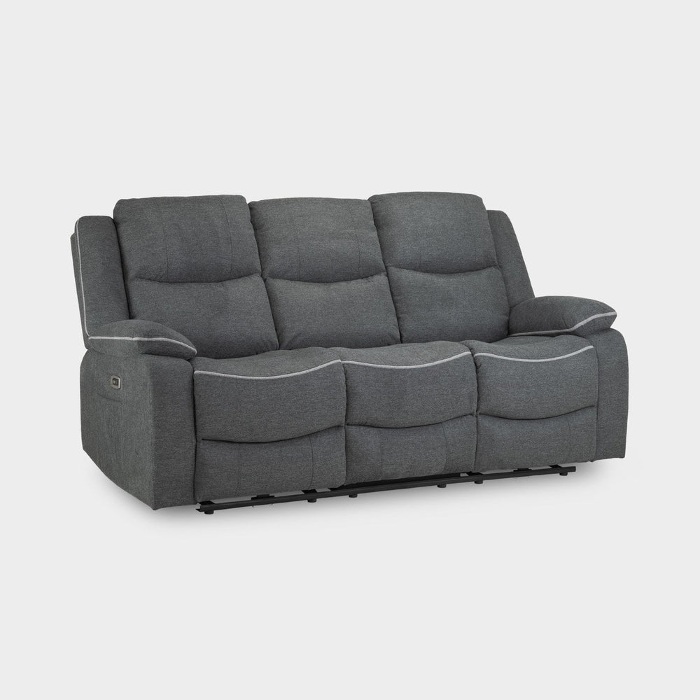 Harald Electric Recliner Sofa Grey Fabric 3 Seater