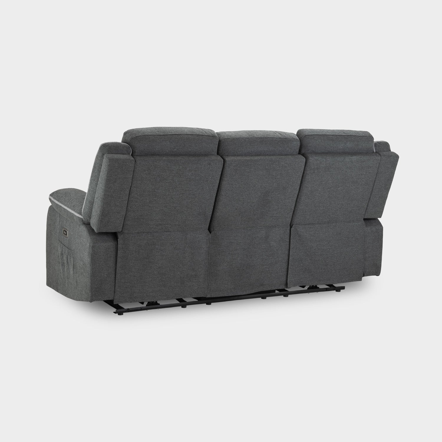 Harald Electric Recliner Sofa Grey Fabric 3 Seater