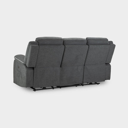 Harald Electric Recliner Sofa Grey Fabric 3 Seater