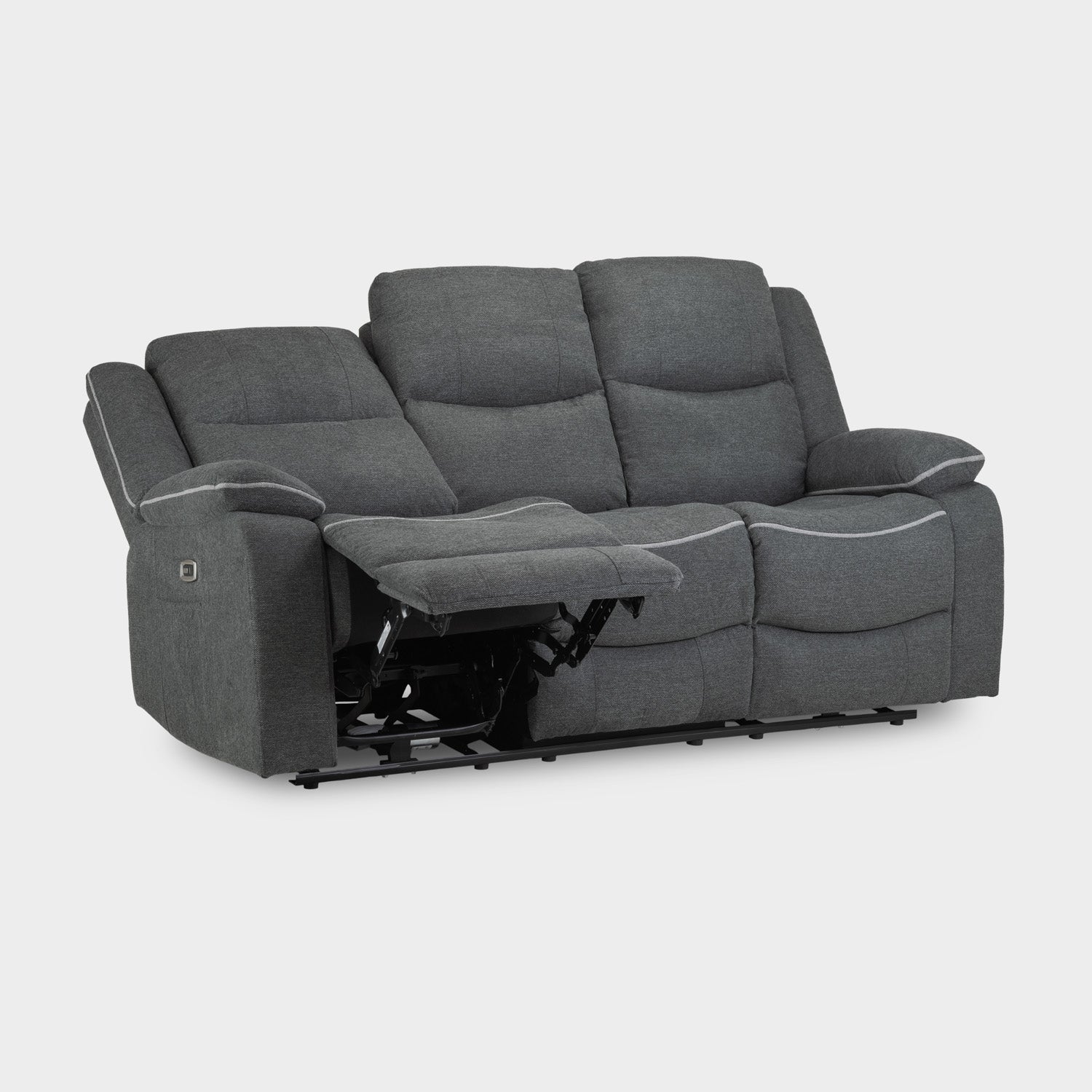 Harald Electric Recliner Sofa Grey Fabric 3 Seater