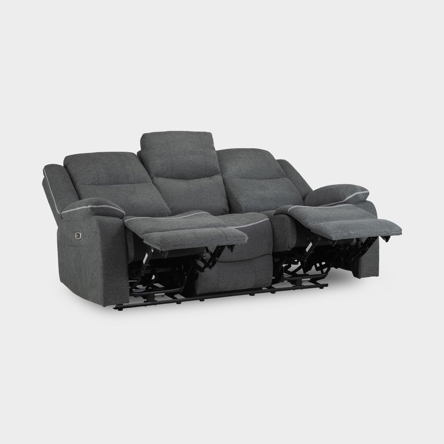 Harald Electric Recliner Sofa Grey Fabric 3 Seater