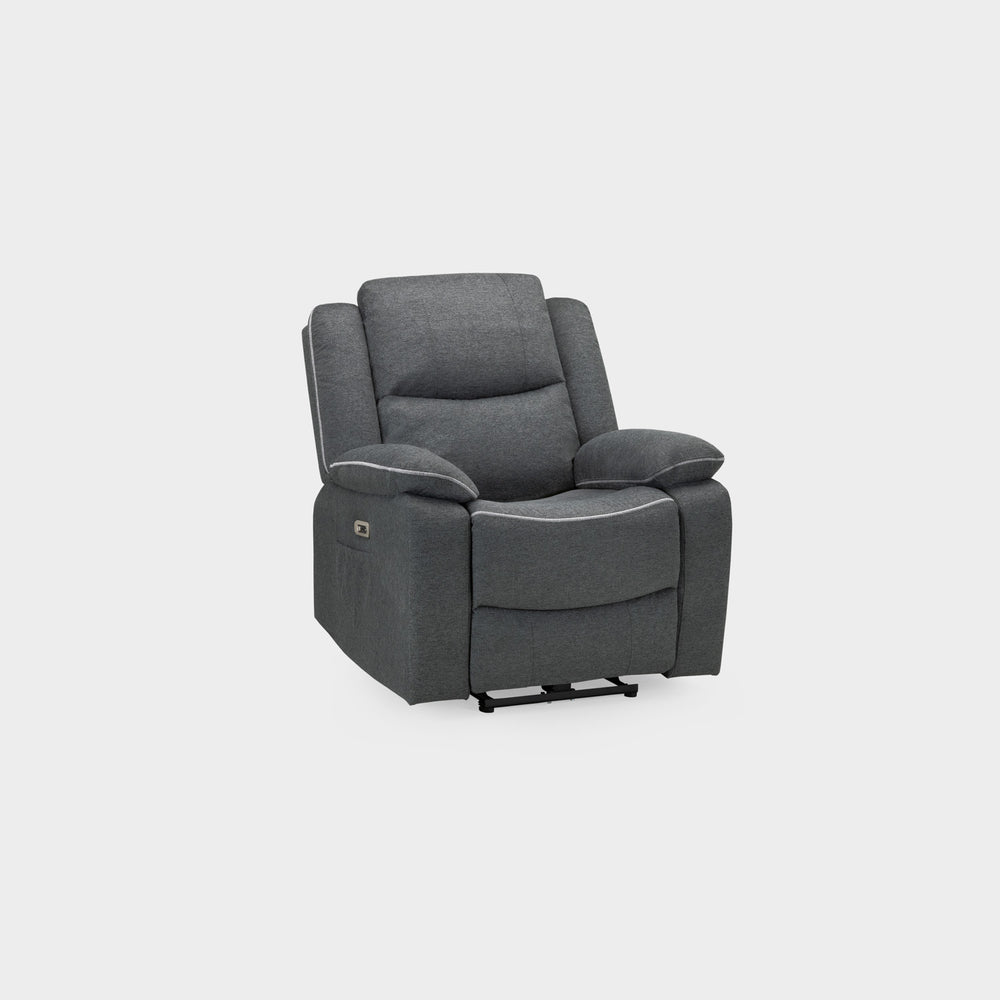 Harald Electric Recliner Sofa Grey Fabric Armchair