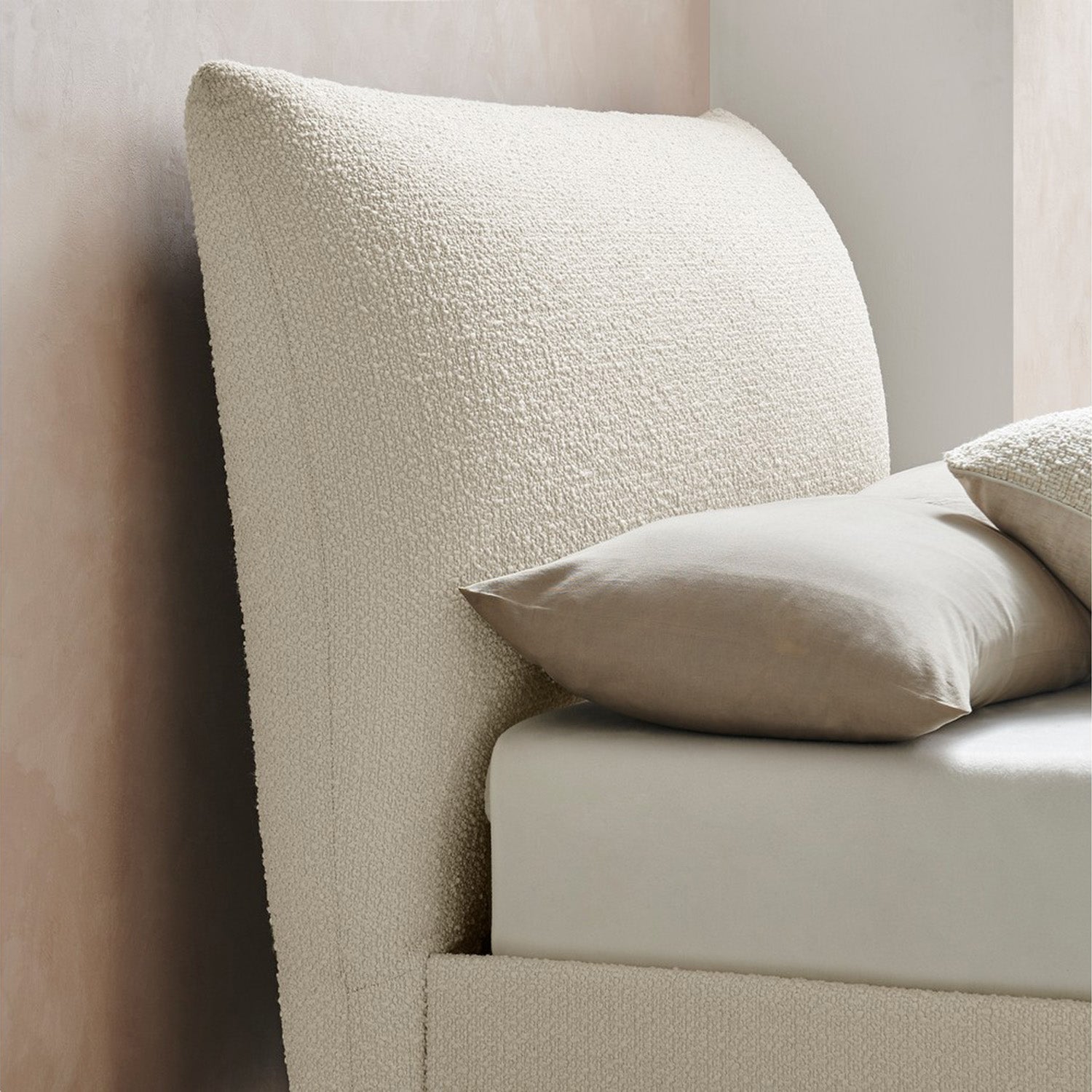 Luna Pillow Bed Frame Double Ivory Boucle