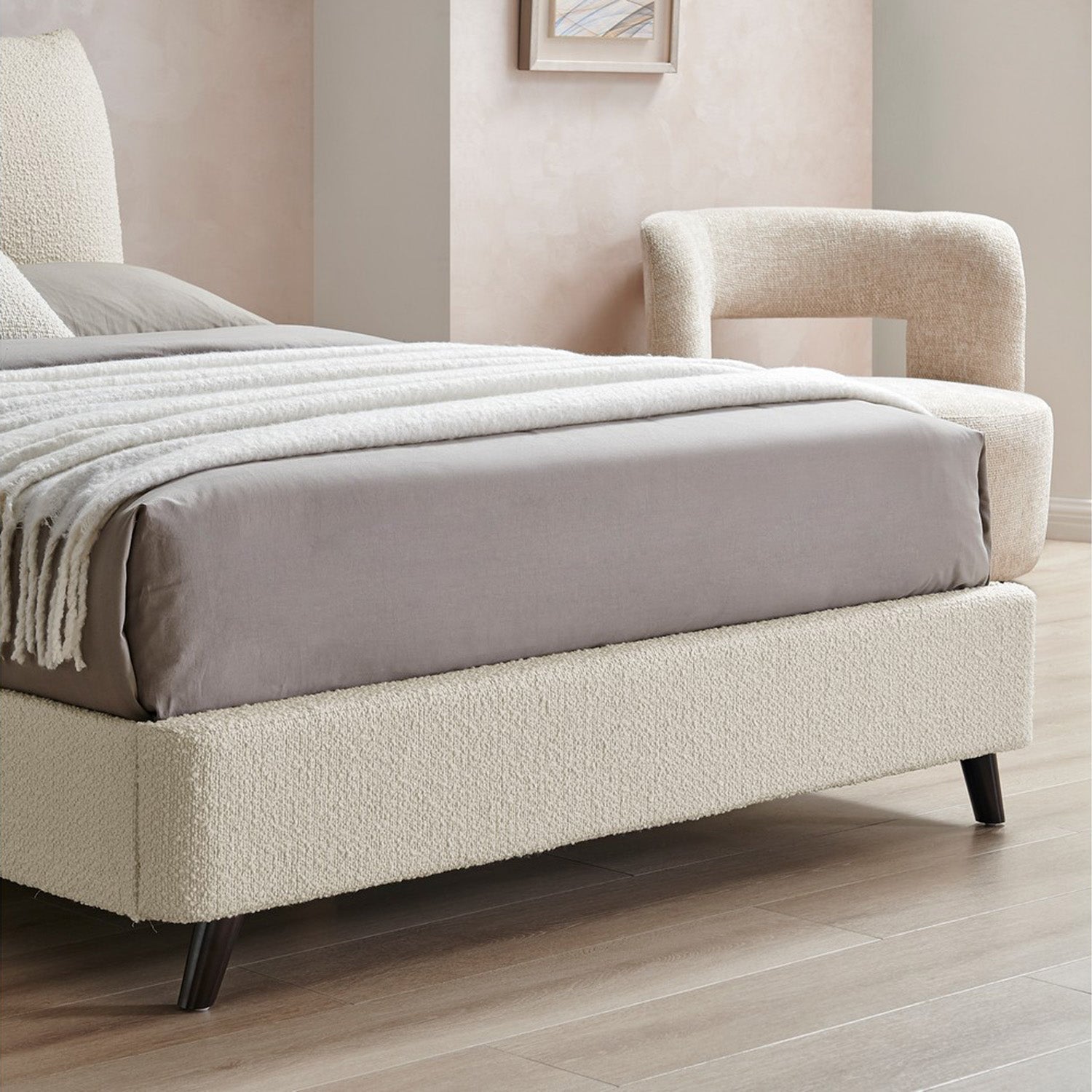 Luna Pillow Bed Frame Double Ivory Boucle