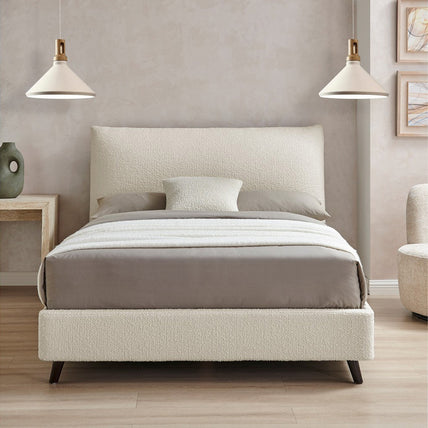 Luna Pillow Bed Frame Double Ivory Boucle