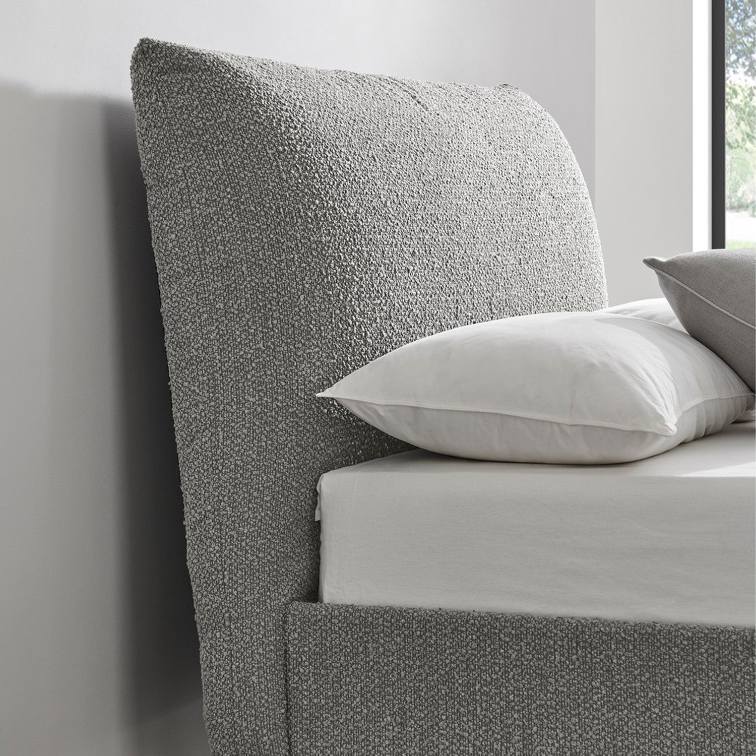 Luna Pillow Bed Frame King Grey Boucle