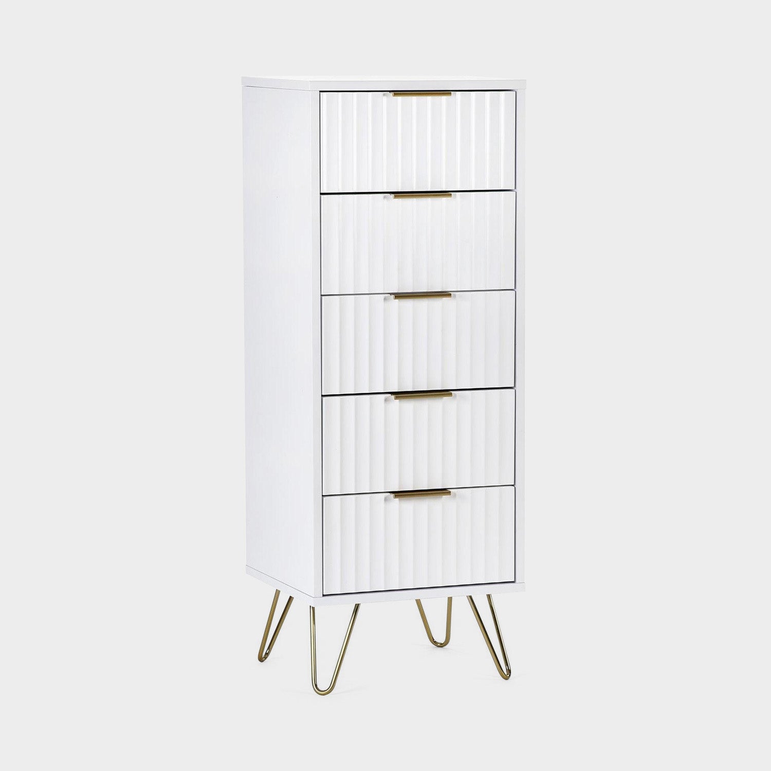 Mira Chest White 5 Drawer Tall