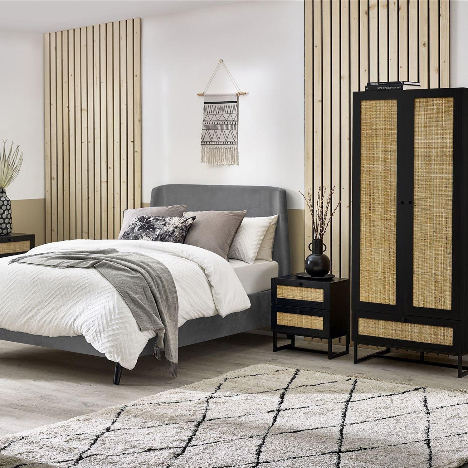 Philippa Bedside Black 2 Drawer