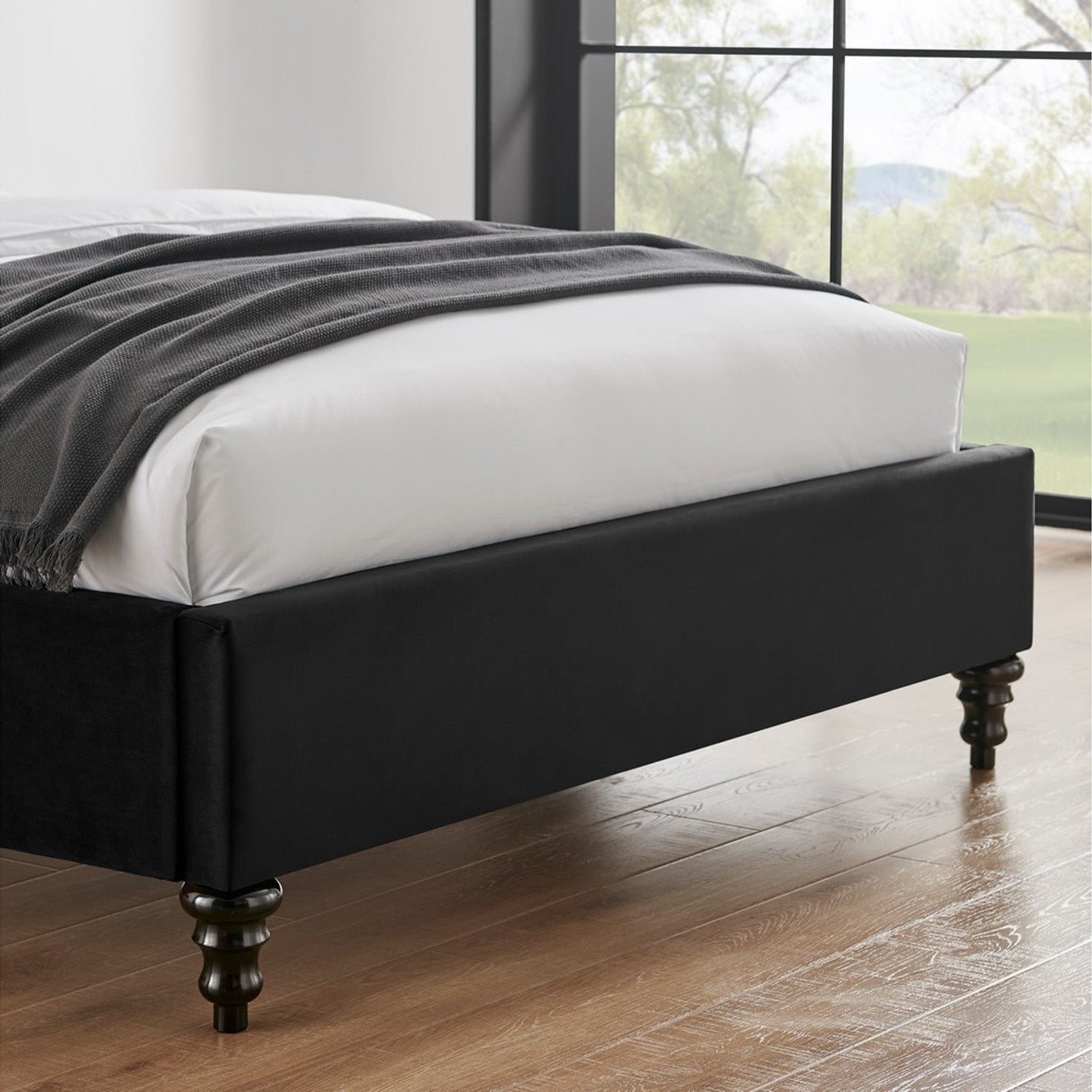 Rosa Bed Frame Double Black Velvet