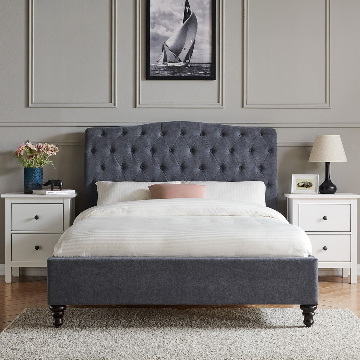 Rosa Bed Frame Double Dark Grey