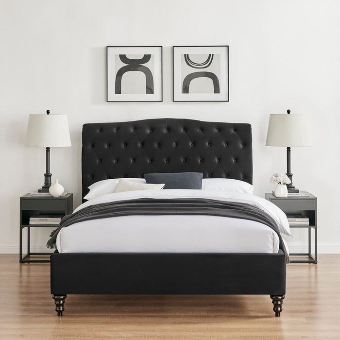 Rosa Bed Frame King Black Velvet