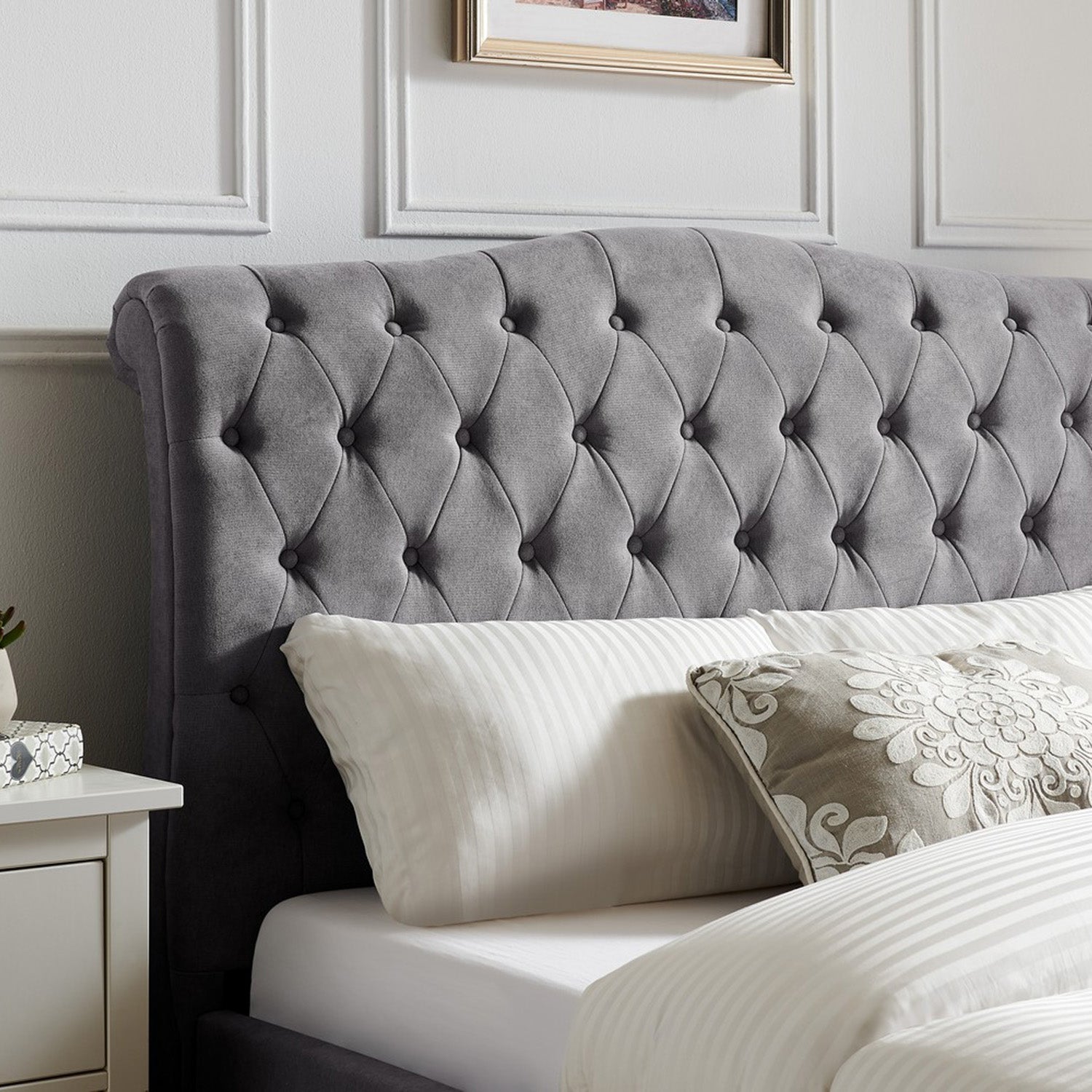 Rosa Bed Frame Single Light Grey