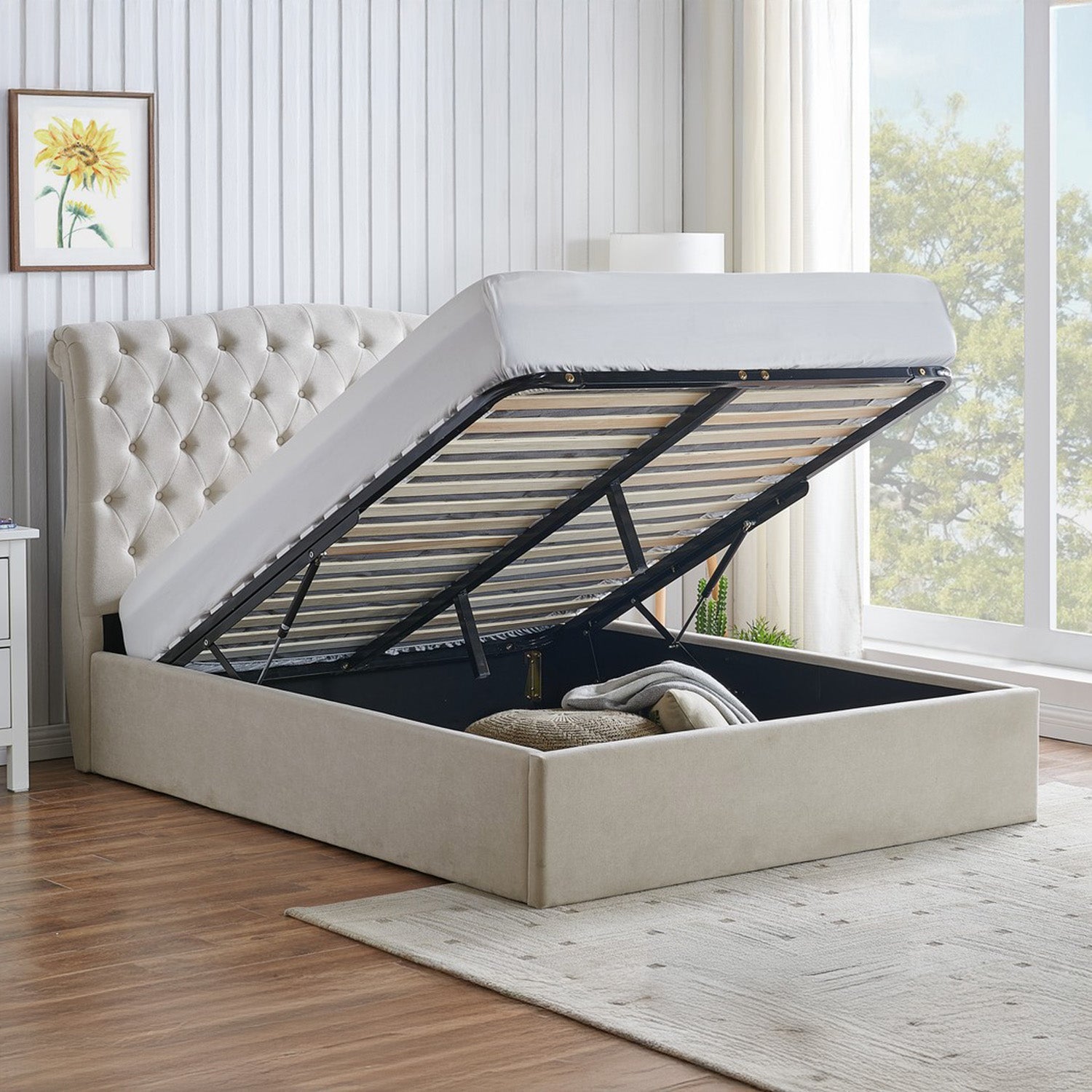 Rosa Storage Bed Frame Double Natural