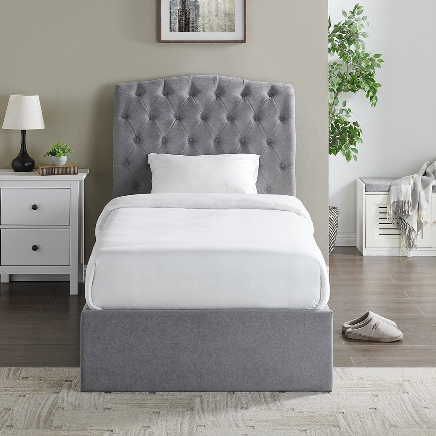 Rosa Storage Bed Frame King Light Grey