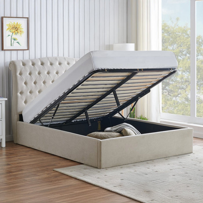 Rosa Storage Bed Frame King Natural