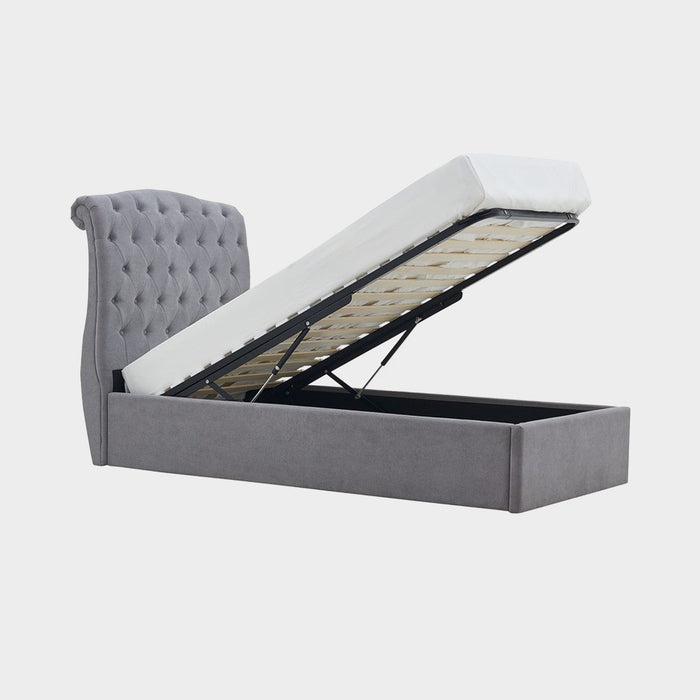Rosa Storage Bed Frame Single Light Grey