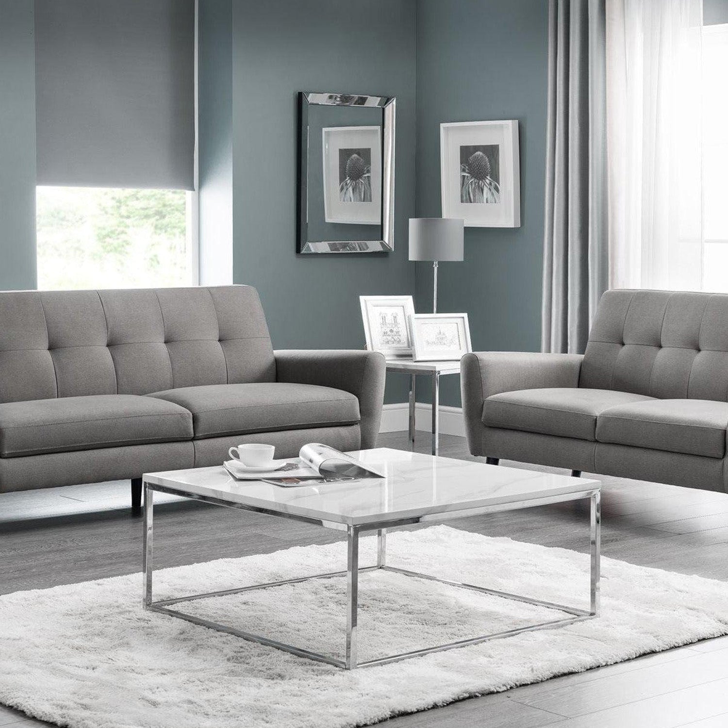 Skye Coffee Table White Marble/Chrome