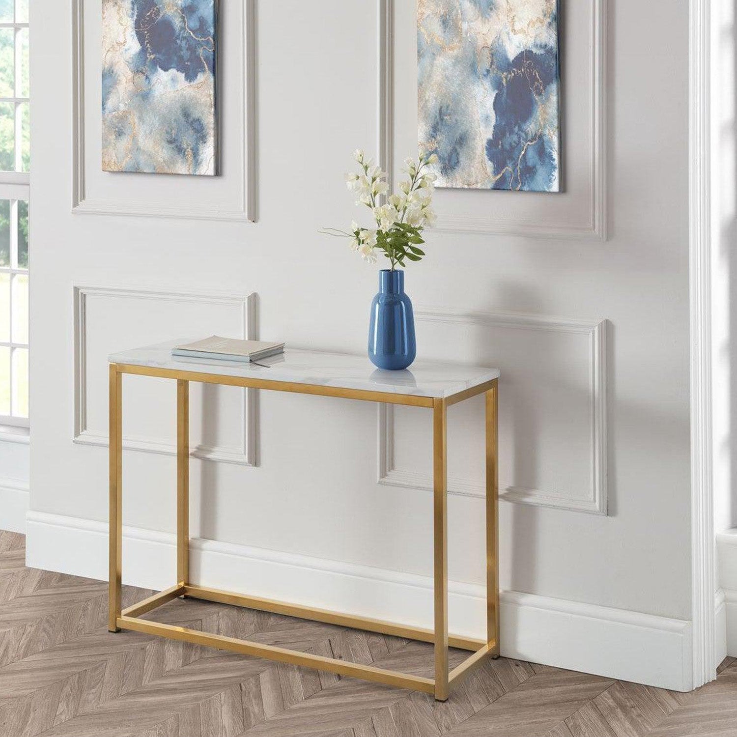 Skye Console Table White Marble/Gold