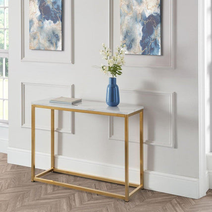 Skye Console Table White Marble/Gold