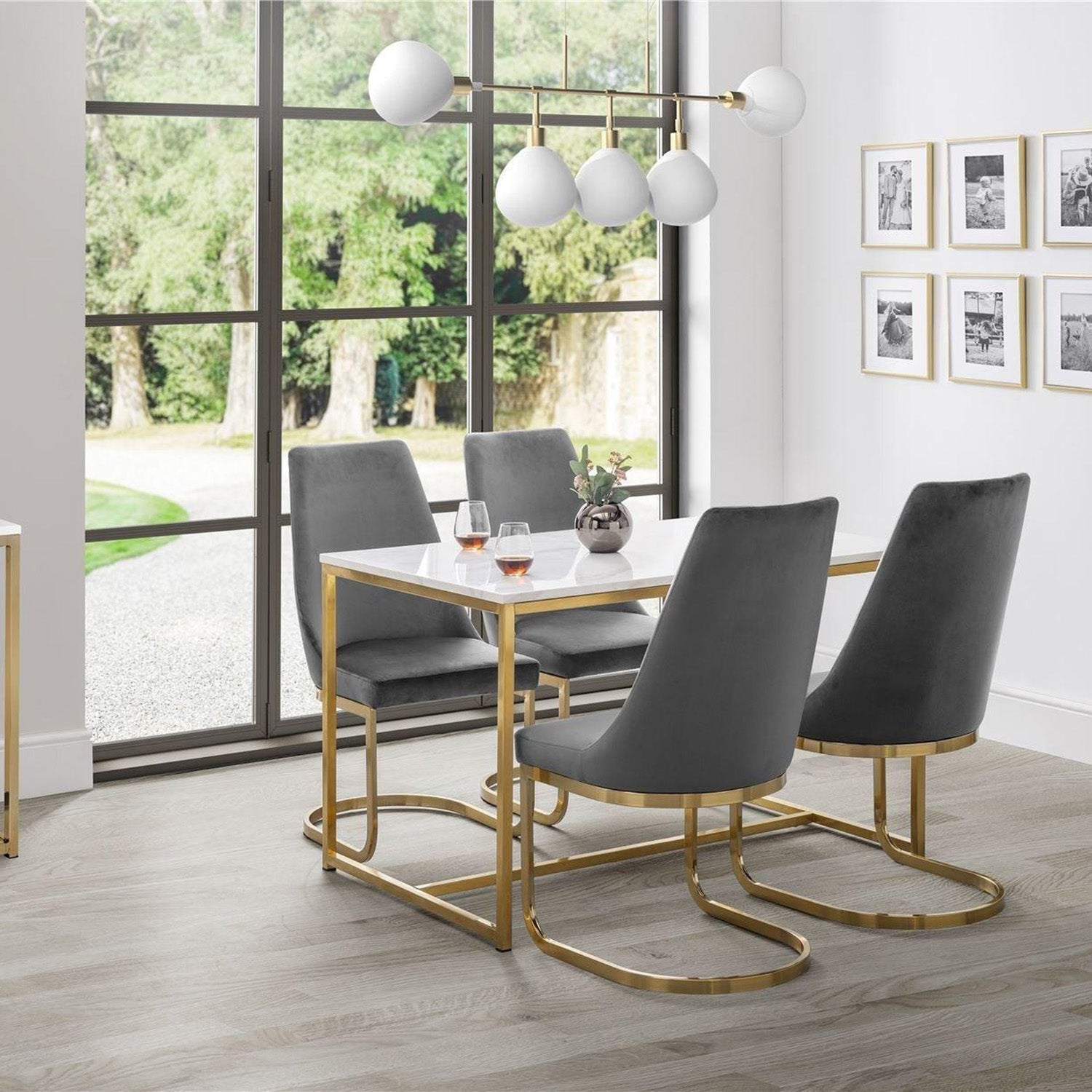 Skye Dining Table White Marble/Gold