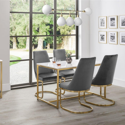 Skye Dining Table White Marble/Gold