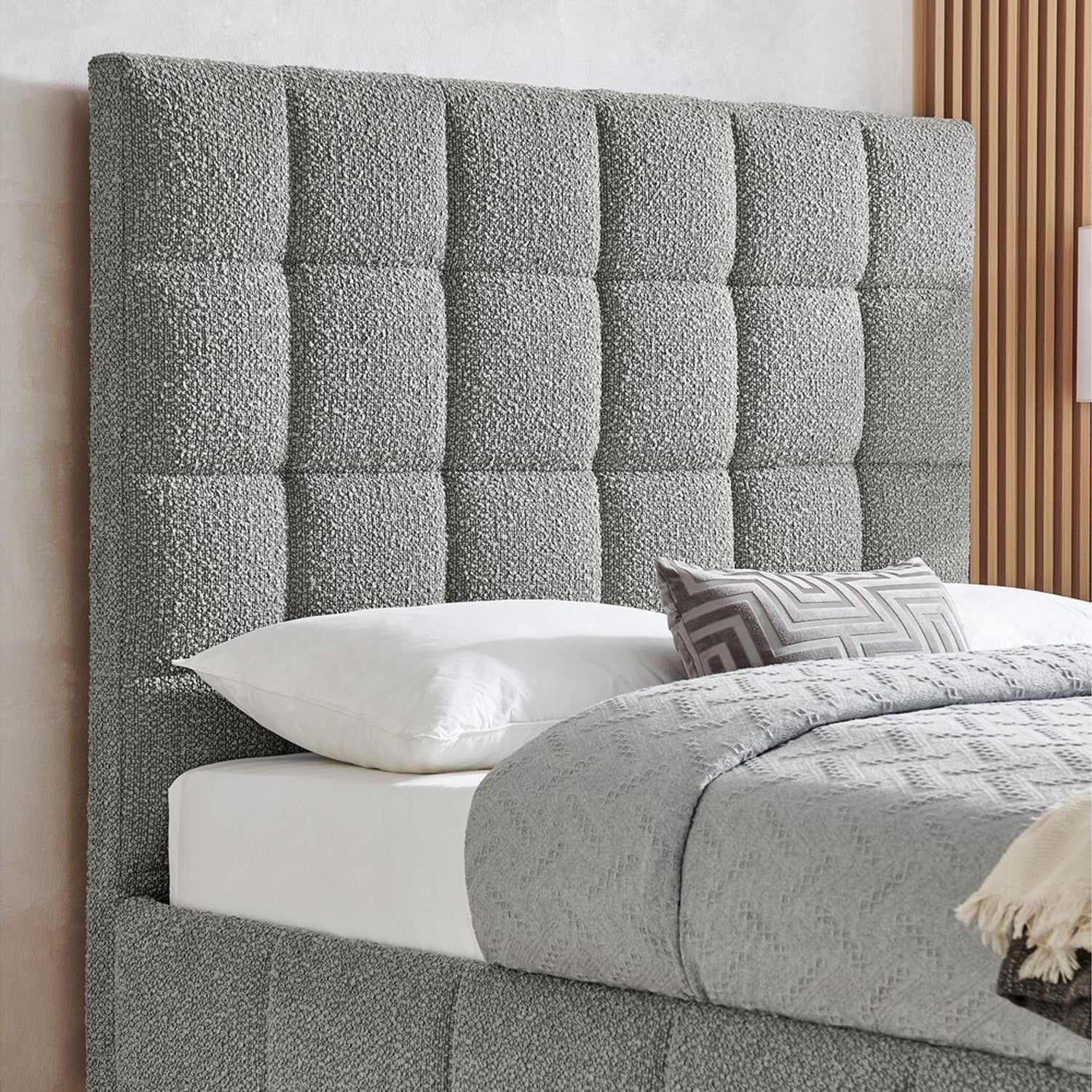 Starla Bed Frame King Grey Boucle