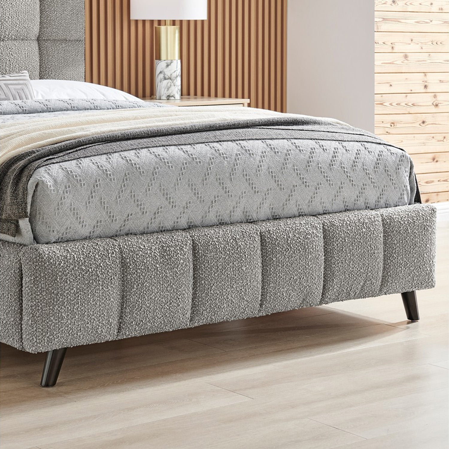 Starla Bed Frame King Grey Boucle