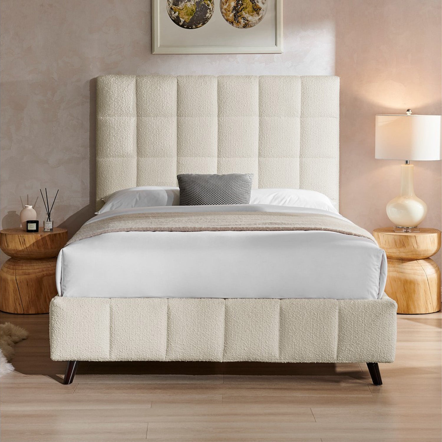 Starla Bed Frame King Ivory Boucle