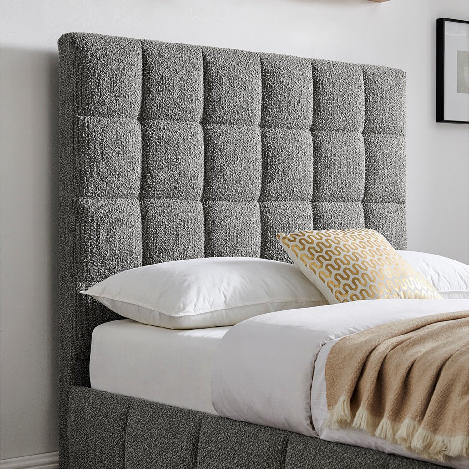 Starla Storage Bed Frame King Grey Boucle