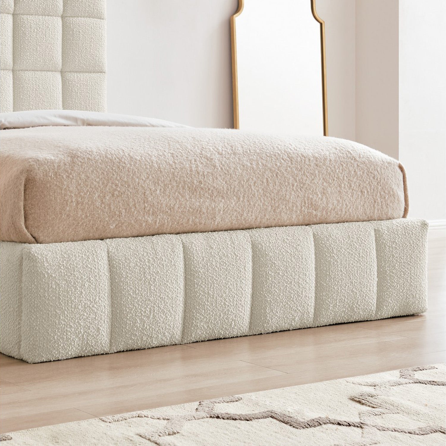 Starla Storage Bed Frame King Ivory Boucle