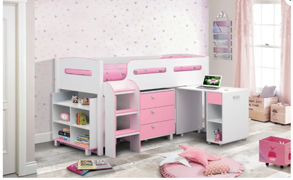 Kimo Cabin Bed White/Soft Pink