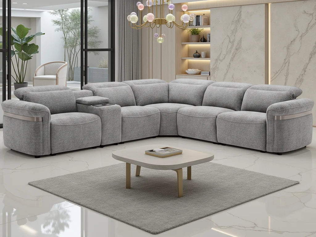 Bicester Electric Recliner Sofa Grey Large Corner
